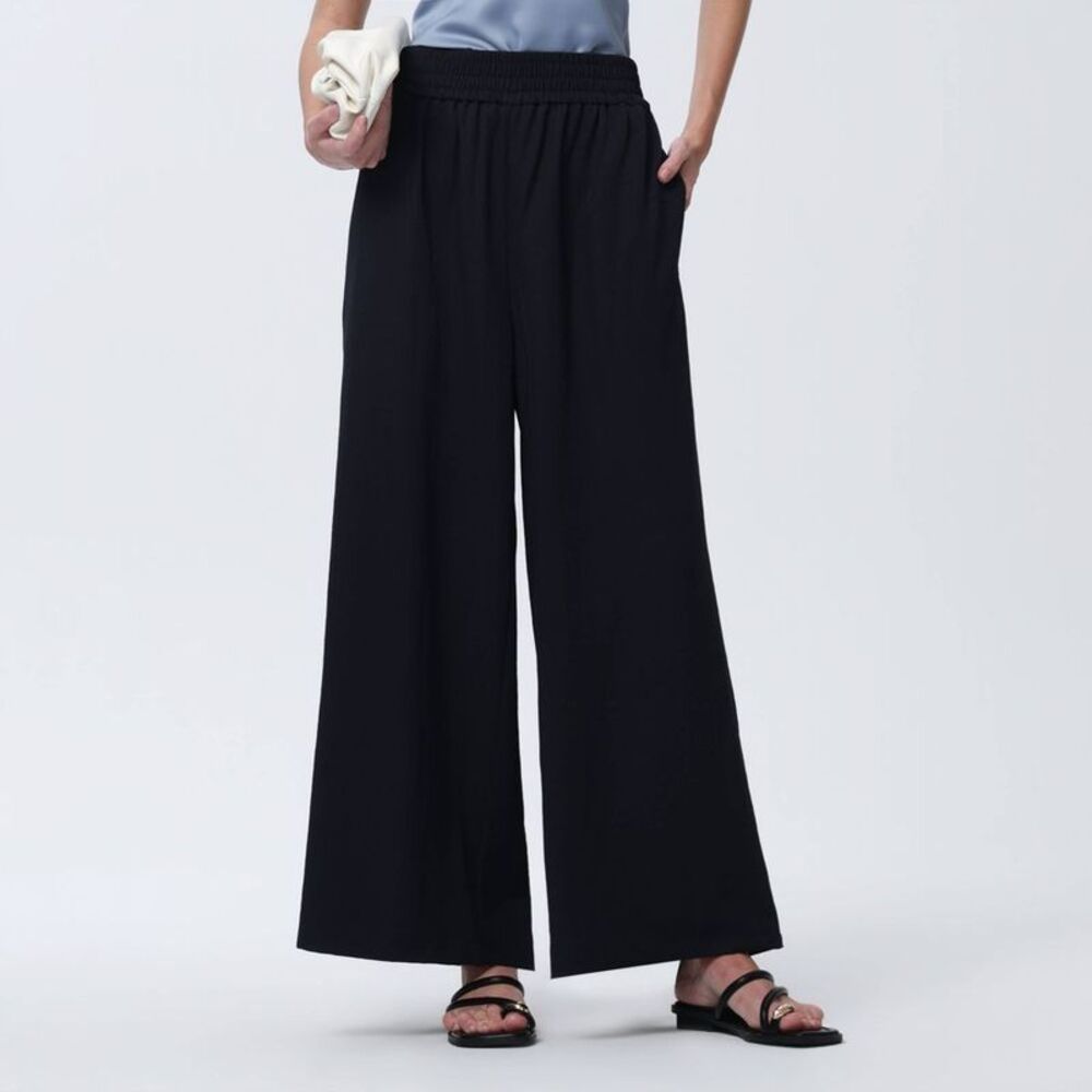 Women's Super-High Rise Wide Leg Ankle Length Pull-On Pants - Dark Blue XS